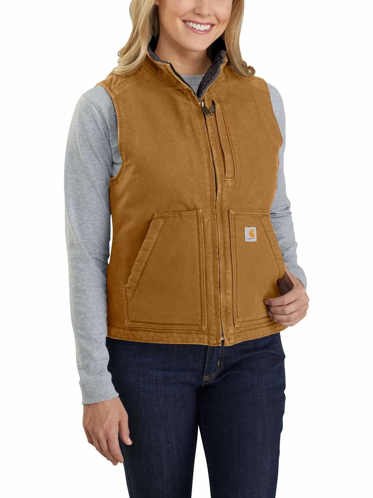 104224 Women's Mock Neck Vest Sherpa Lined - Carhartt