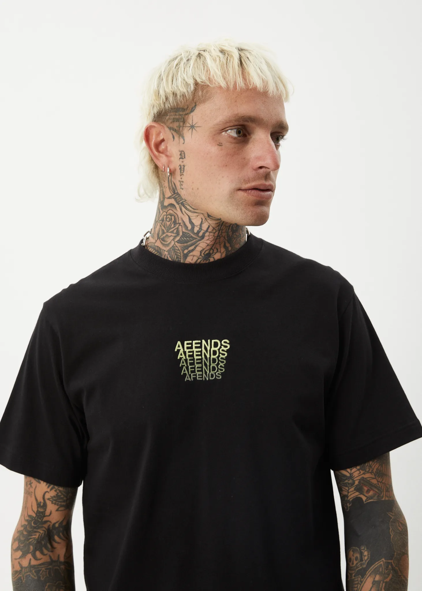 AFENDS Mens Repeat - Retro Fit Tee - Black