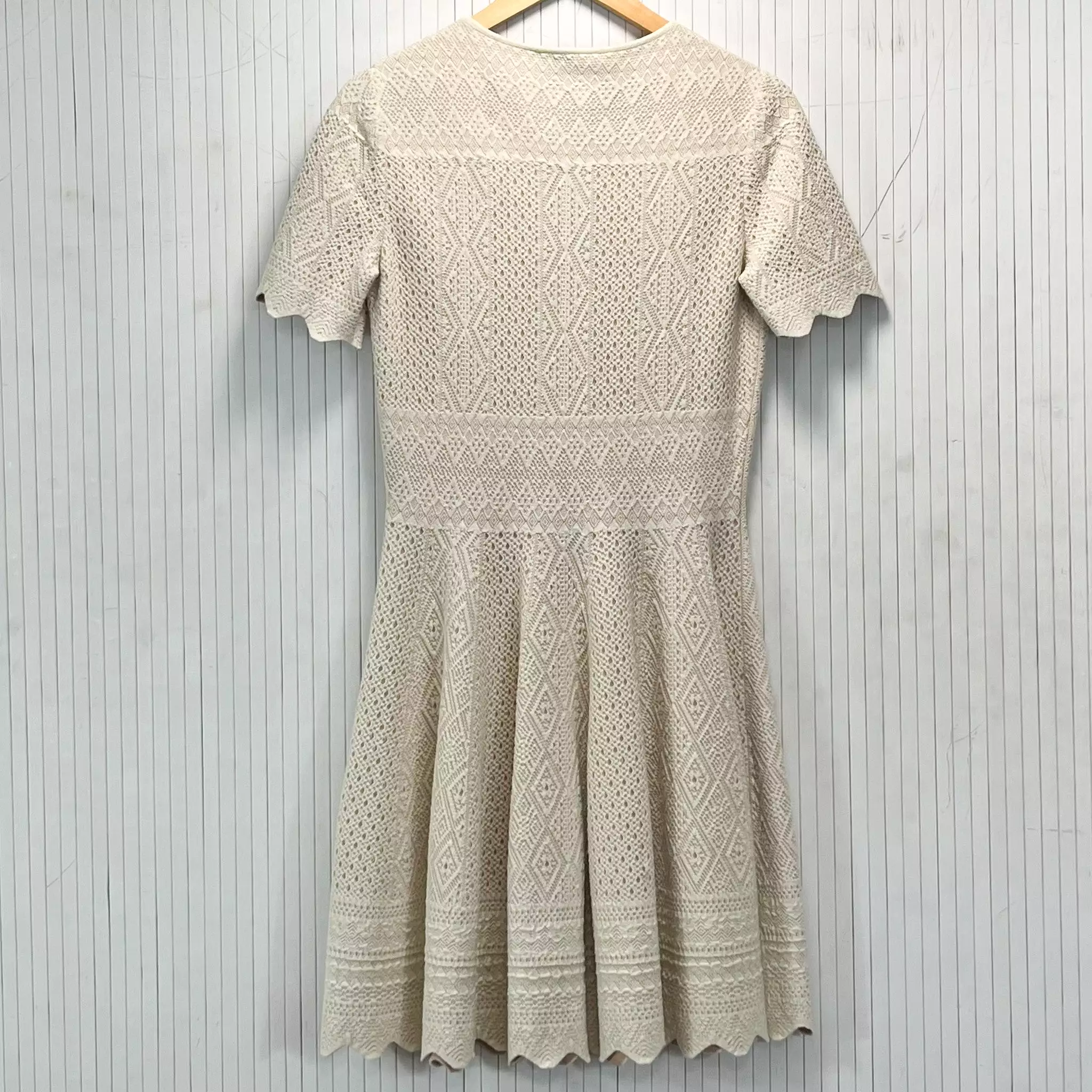 Alexander McQueen Cream & Nude Fancy Knit Skater Dress M/L