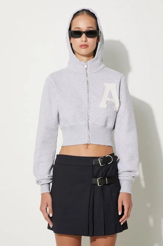 AMBUSH cotton sweatshirt Crop Hoodie women's gray color hooded BWBB002F24FLE0020505