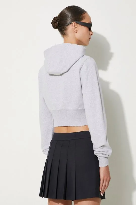 AMBUSH cotton sweatshirt Crop Hoodie women's gray color hooded BWBB002F24FLE0020505