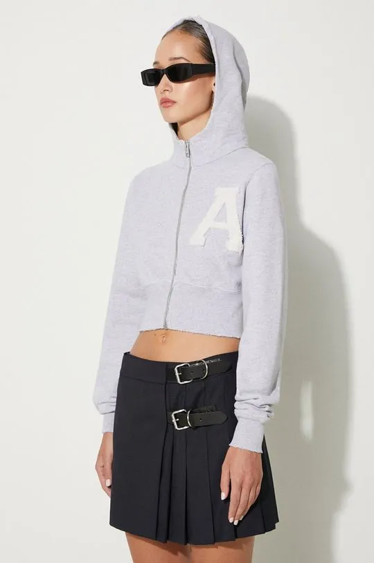 AMBUSH cotton sweatshirt Crop Hoodie women's gray color hooded BWBB002F24FLE0020505