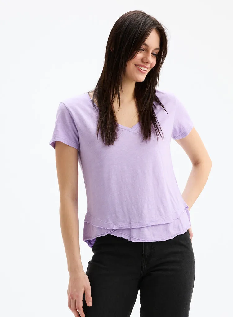 AVA V-NECK MOCK LAYER TEE