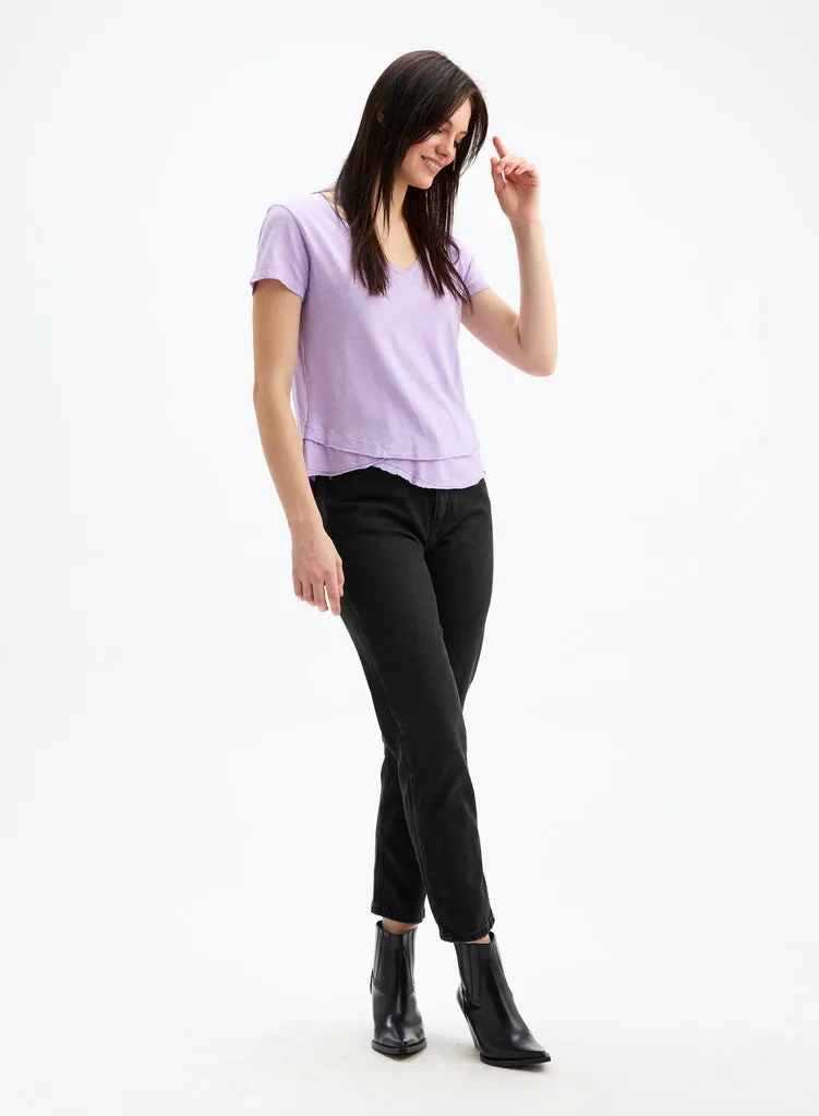 AVA V-NECK MOCK LAYER TEE