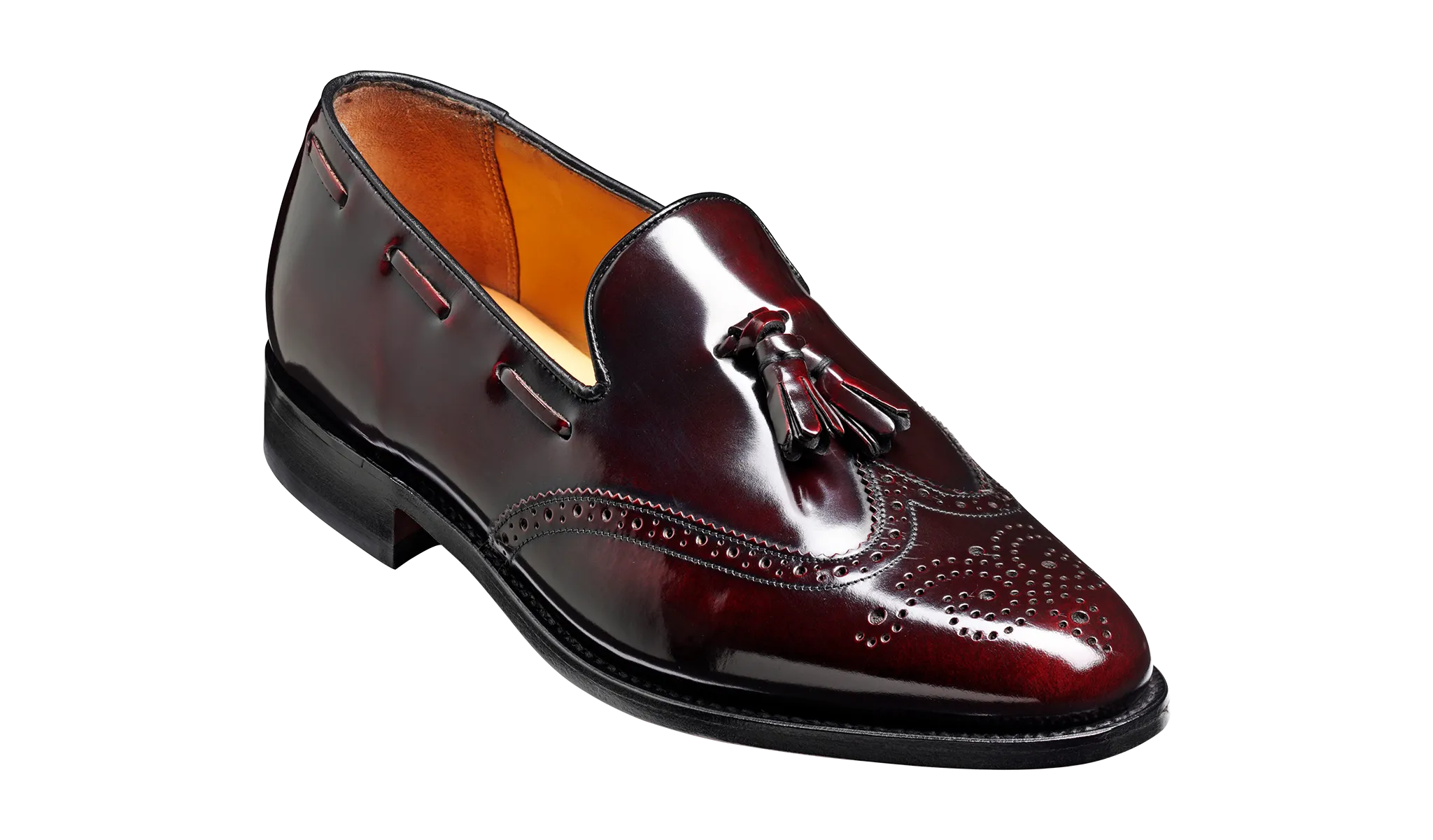 Barker Clive  Classic Wing Cap Loafer -Hi Shine Burgundy