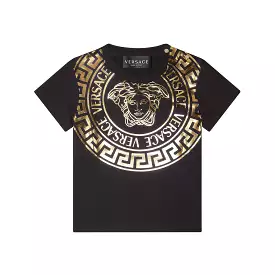 Black & Gold Medusa Lamé T-Shirt