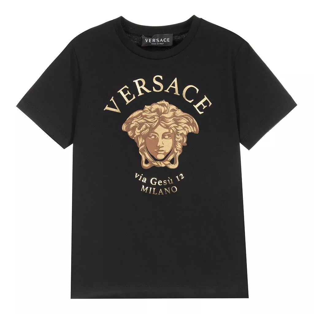 Black & Gold Medusa Motif T-Shirt