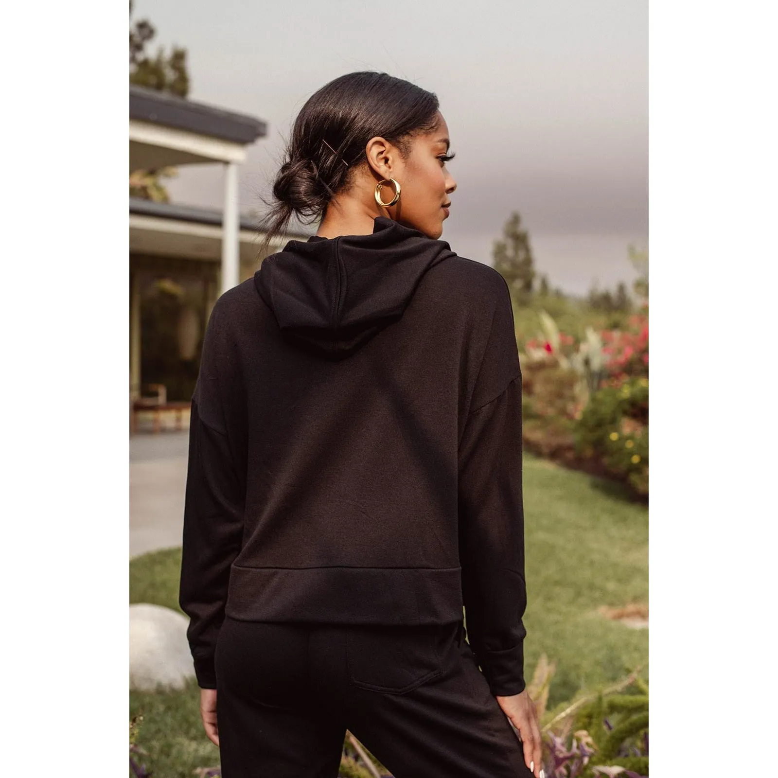 Black Crop Hoodie