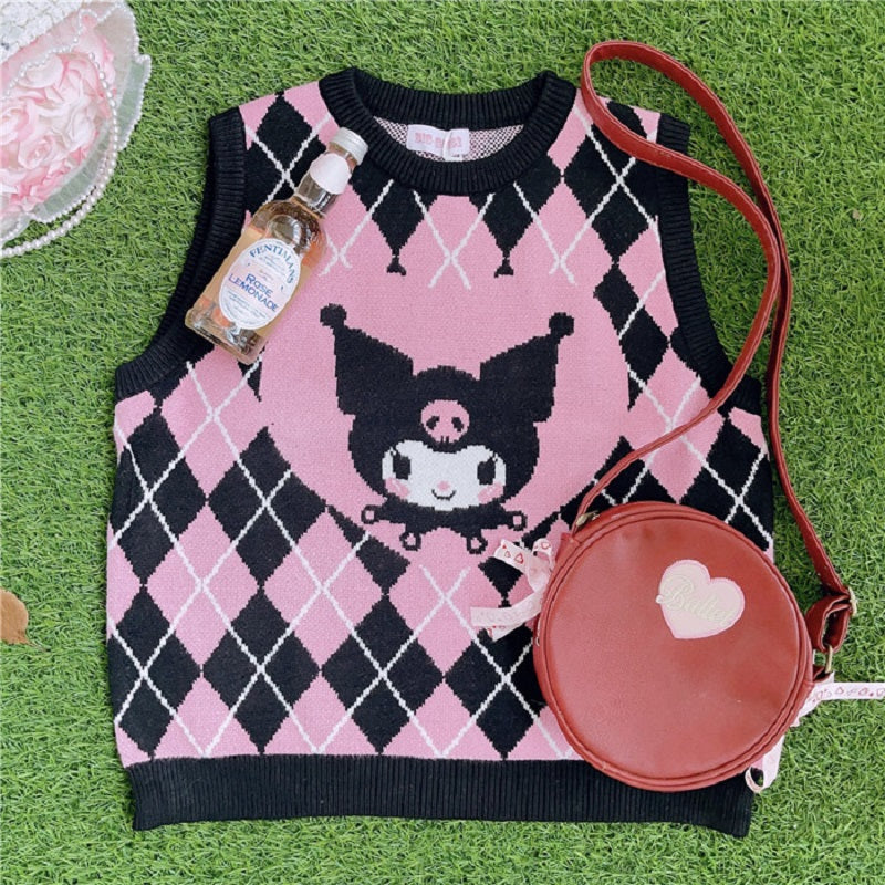 black pink kuromi sweater vest by22118