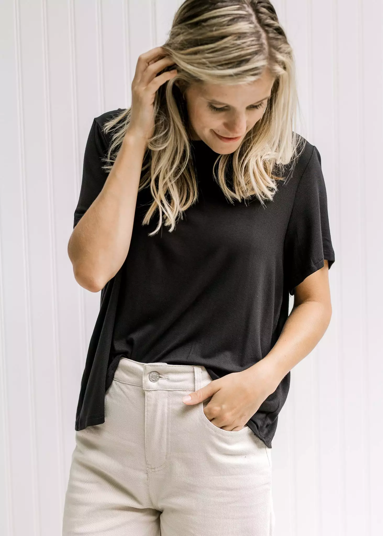 Black Slightly Cropped Tee