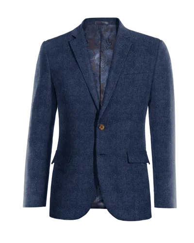  Blazer azul cobalto de tweed herringbone esencial