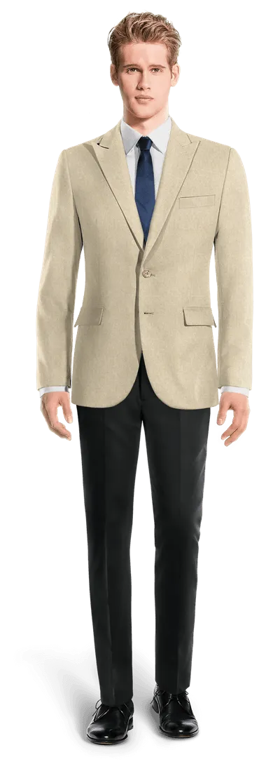  Blazer beige de lino solapa en pico esencial