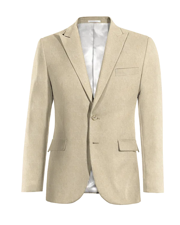  Blazer beige de lino solapa en pico esencial