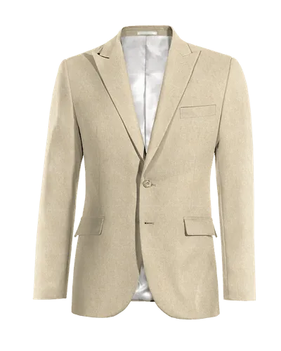  Blazer beige de lino solapa en pico esencial