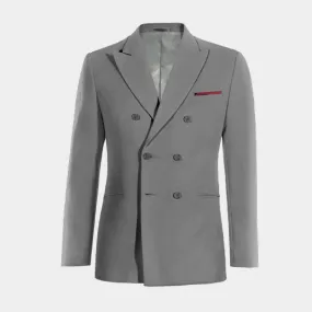  Blazer cruzada gris solapa en pico de entretiempo