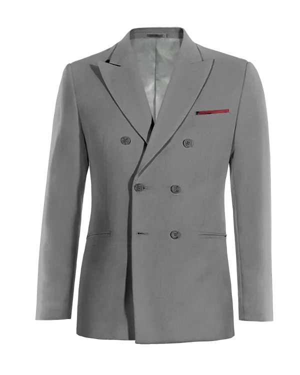  Blazer cruzada gris solapa en pico de entretiempo