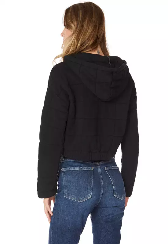 Bobi - Zip Crop Hoodie Black