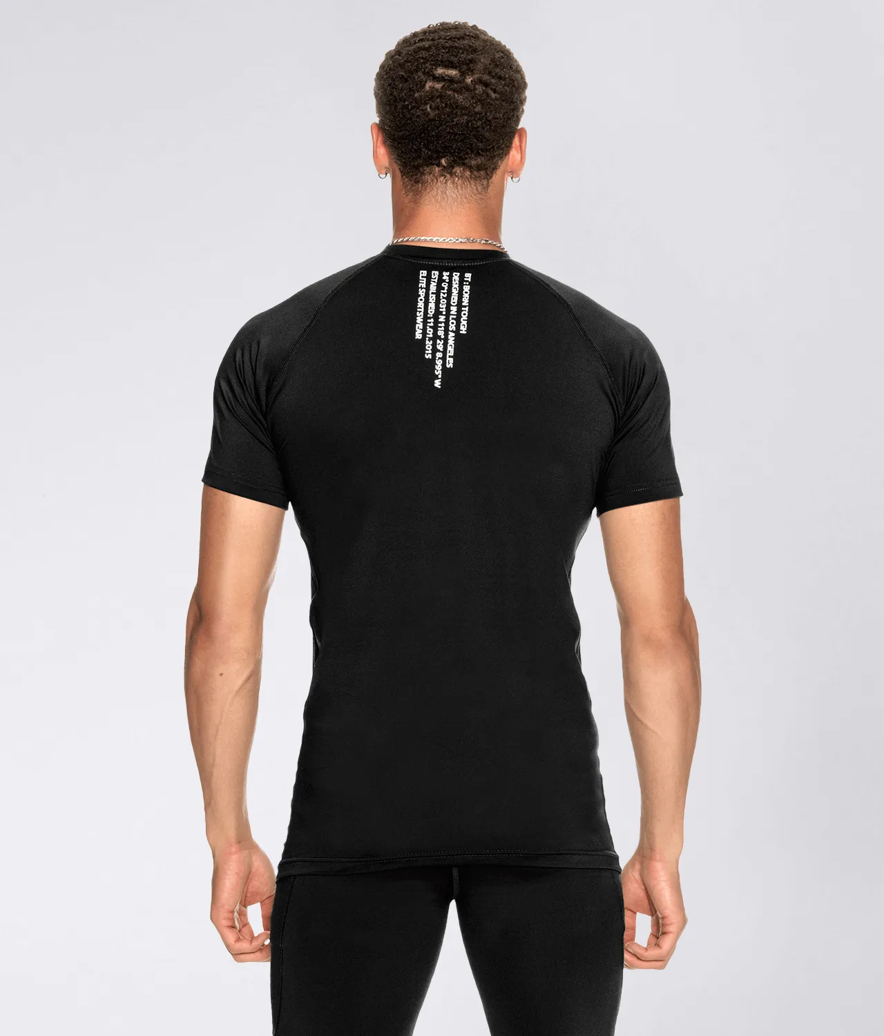 Born Tough Mock Neck Short Sleeve Compression Crossfit Shirt For Men Black