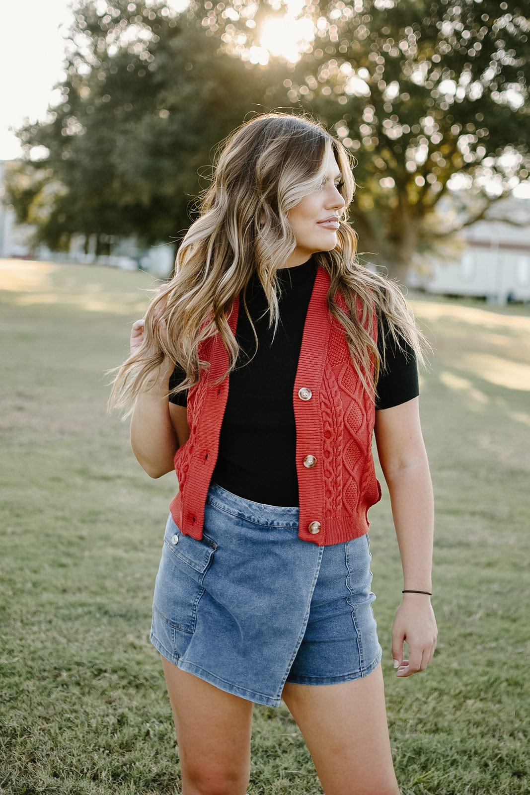 Brick Button Front Sweater Vest