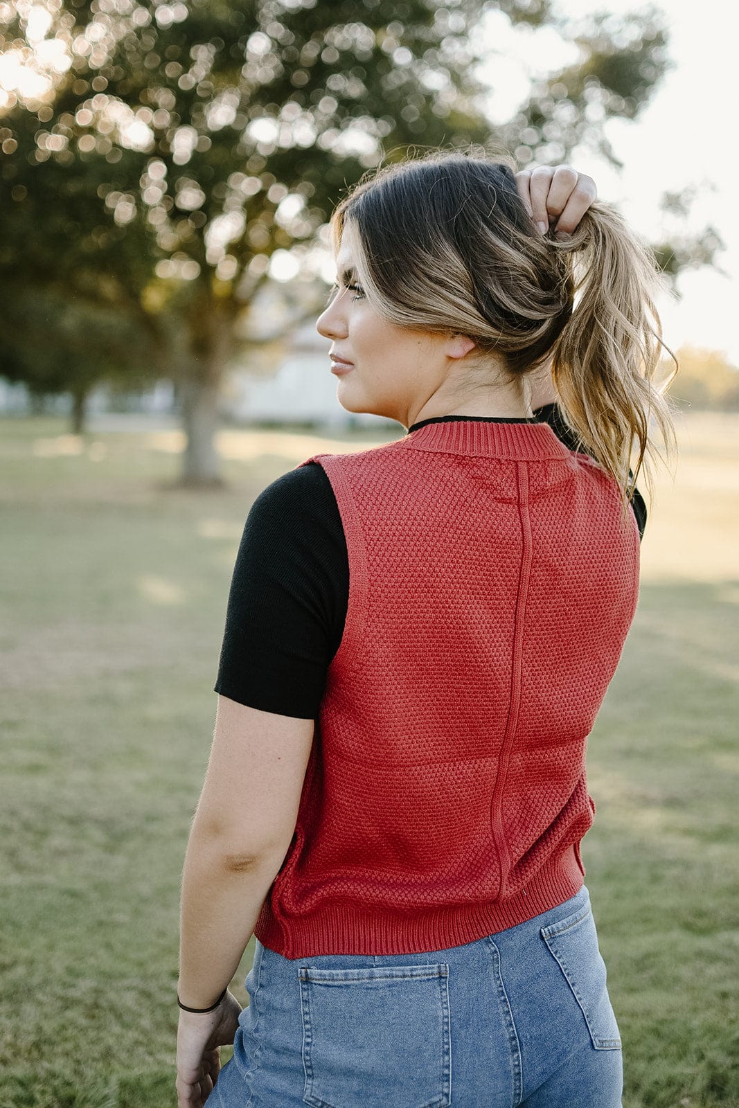 Brick Button Front Sweater Vest