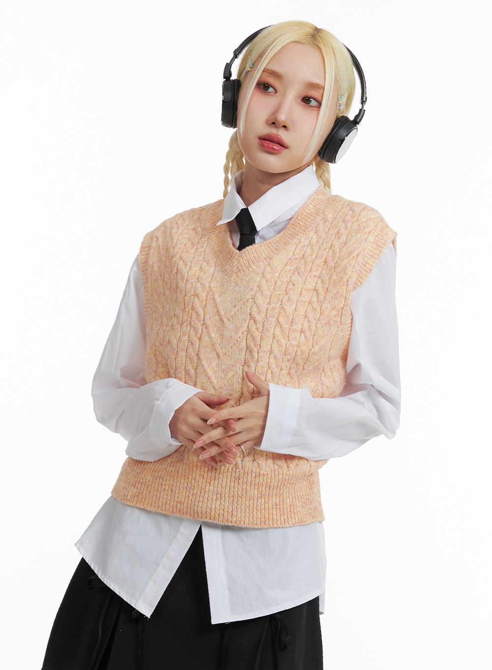 Cable Knit Sweater Vest IF408