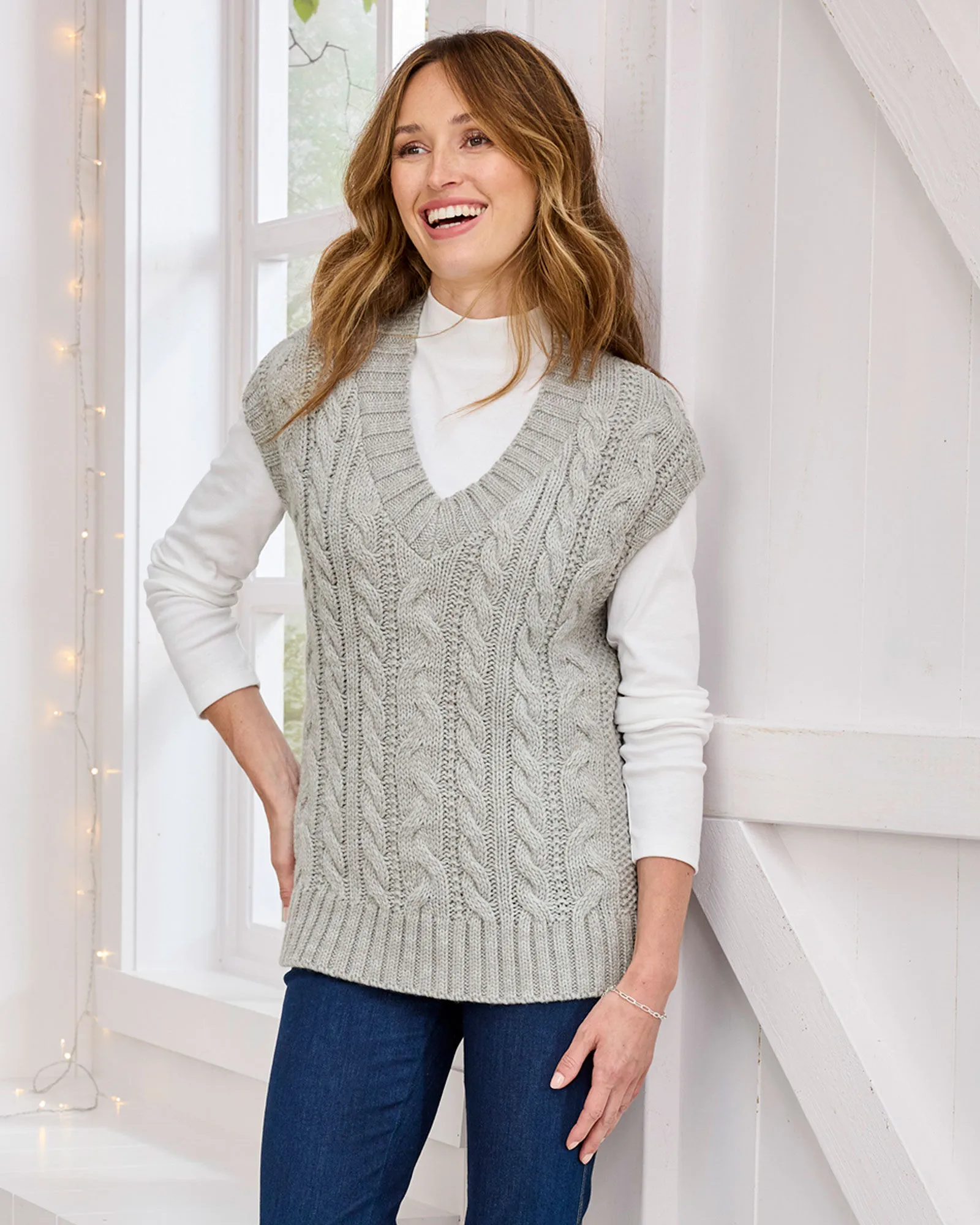 Cable V-Neck Sweater Vest