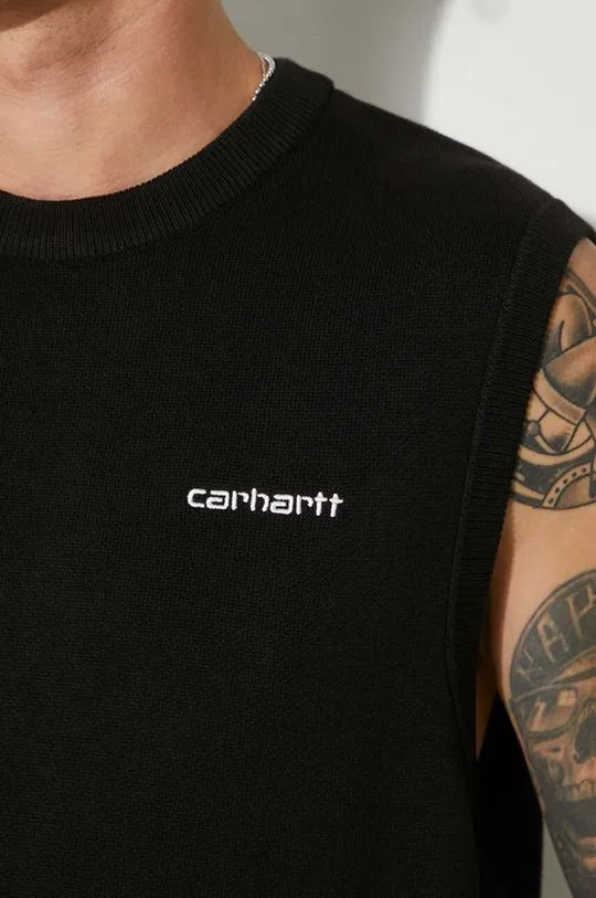 Carhartt WIP cotton gilet Script Vest Sweater black color I033696.0D2XX