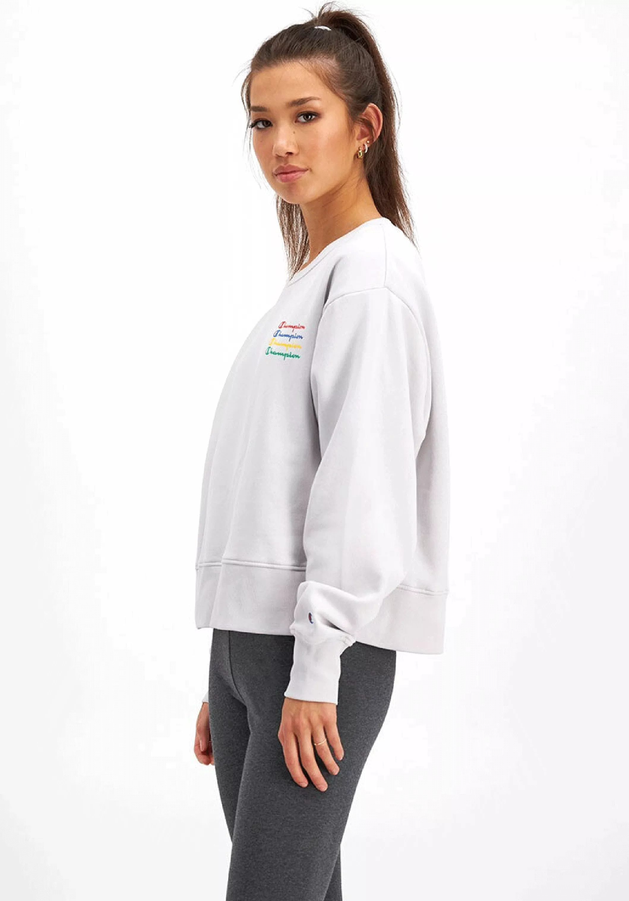 Champion Womens Sporty Graphic Crop Hoodie <BR> CRLFN 0CH