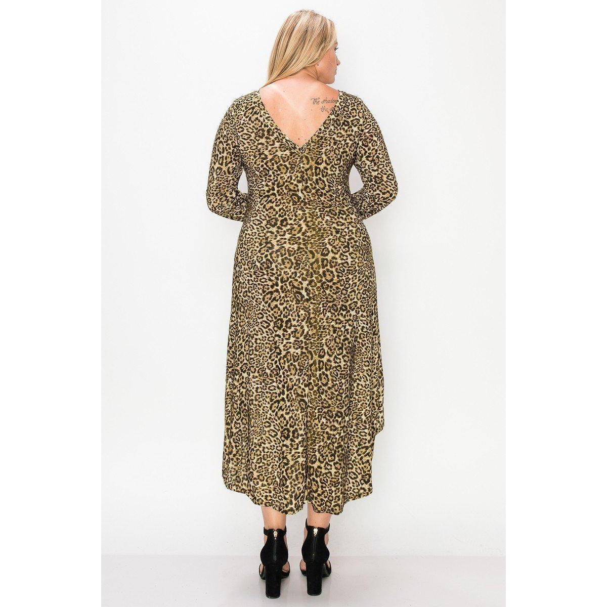 Cheetah Print Dress Featuring A Round Neck