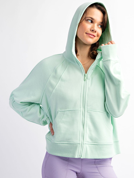 Comfy Pursuit Crop Hoodie - Mint