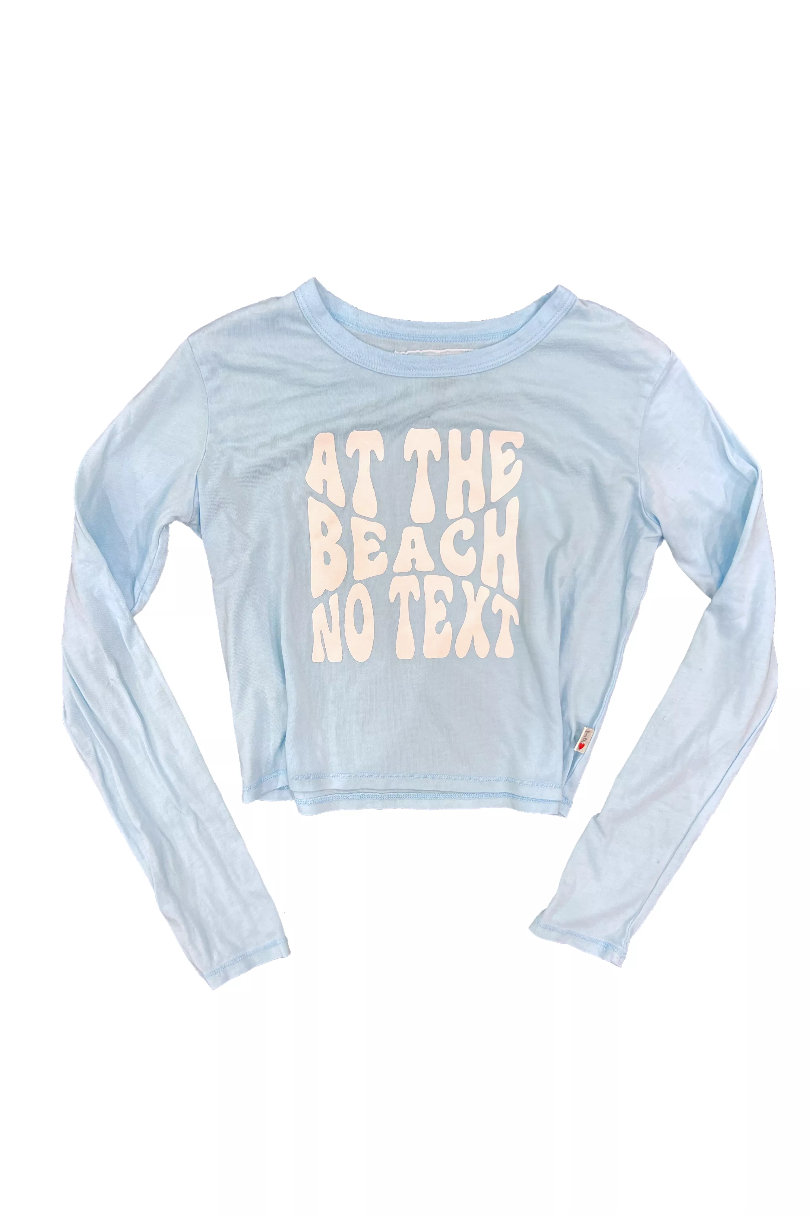 Cotton blue Don't Text cropped long sleeve tee