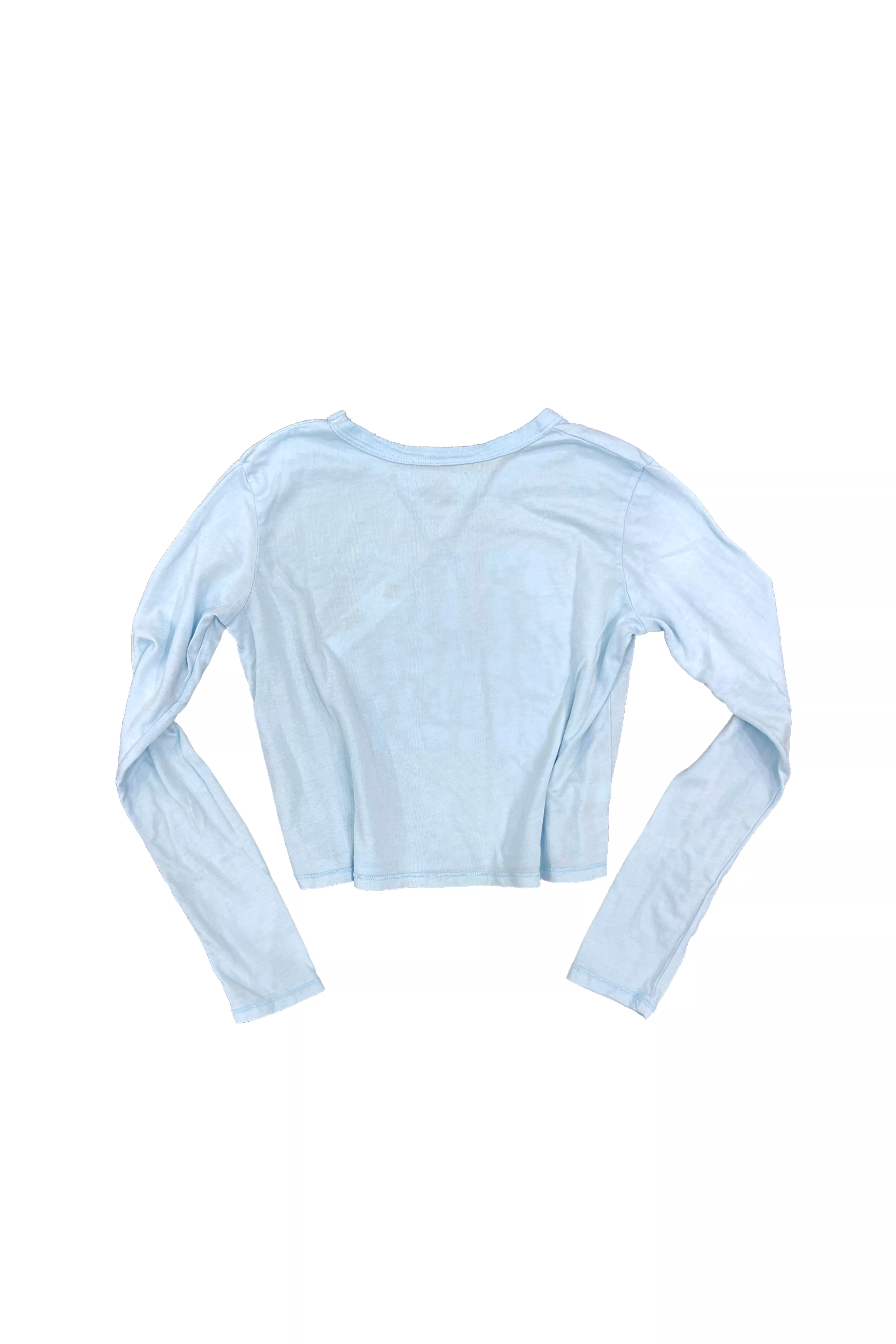 Cotton blue Don't Text cropped long sleeve tee