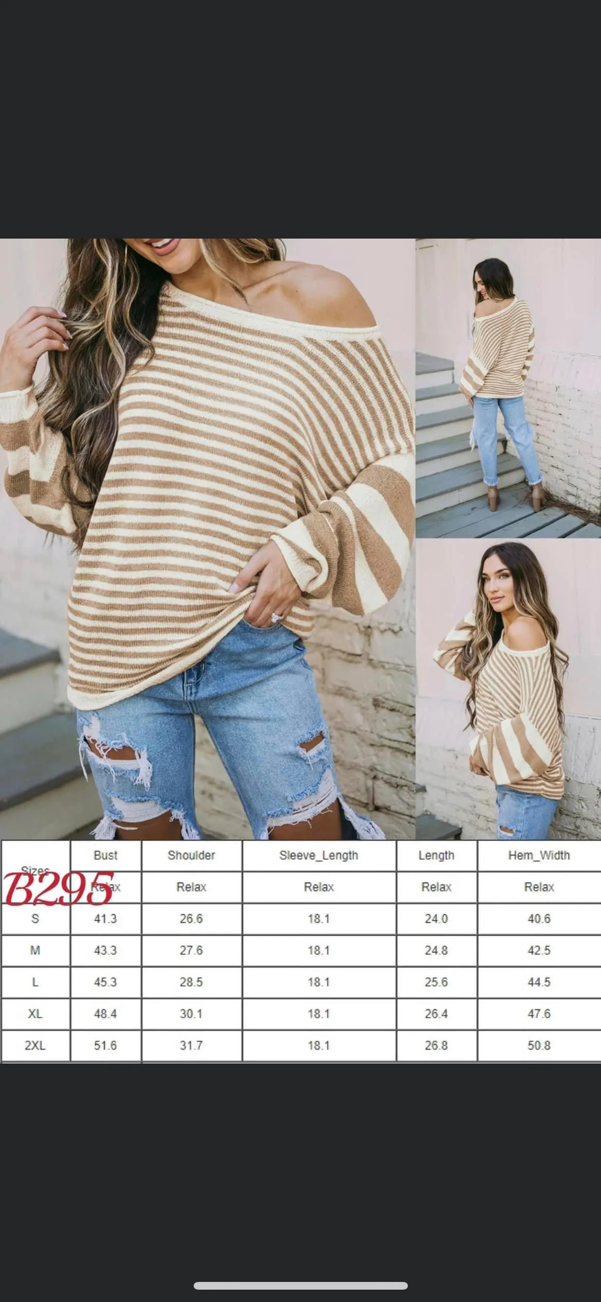 Cream striped oversized sweater