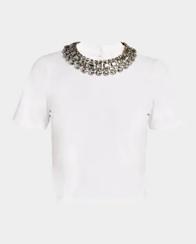 Cropped Crystal-Embellished Tee