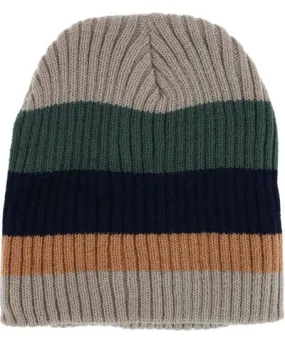 CTM Men's Heavy Knit Wool Blend Striped Winter Beanie Hat