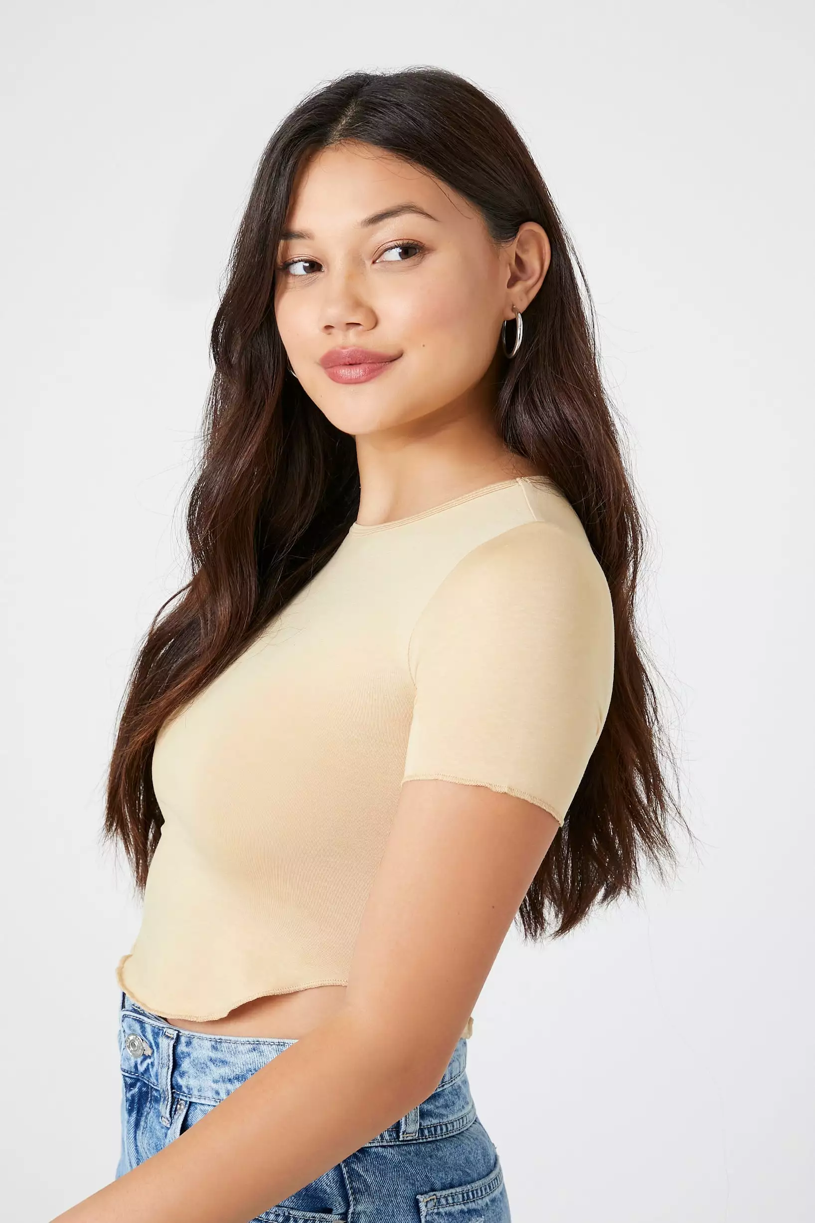 Curved-Hem Cropped Tee