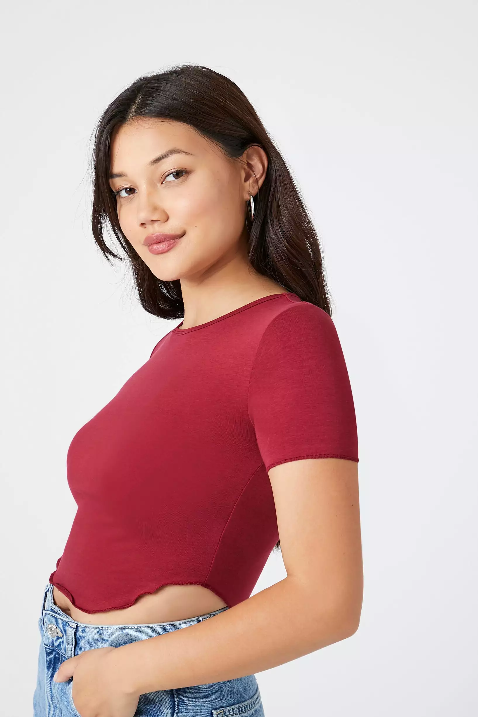 Curved-Hem Cropped Tee