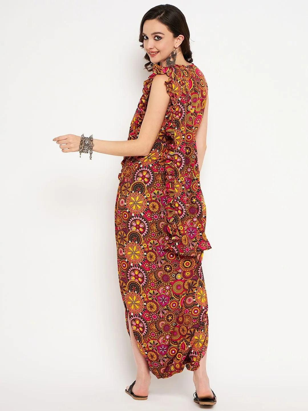 Dhoti Jumpsuit with Attached Dupatta