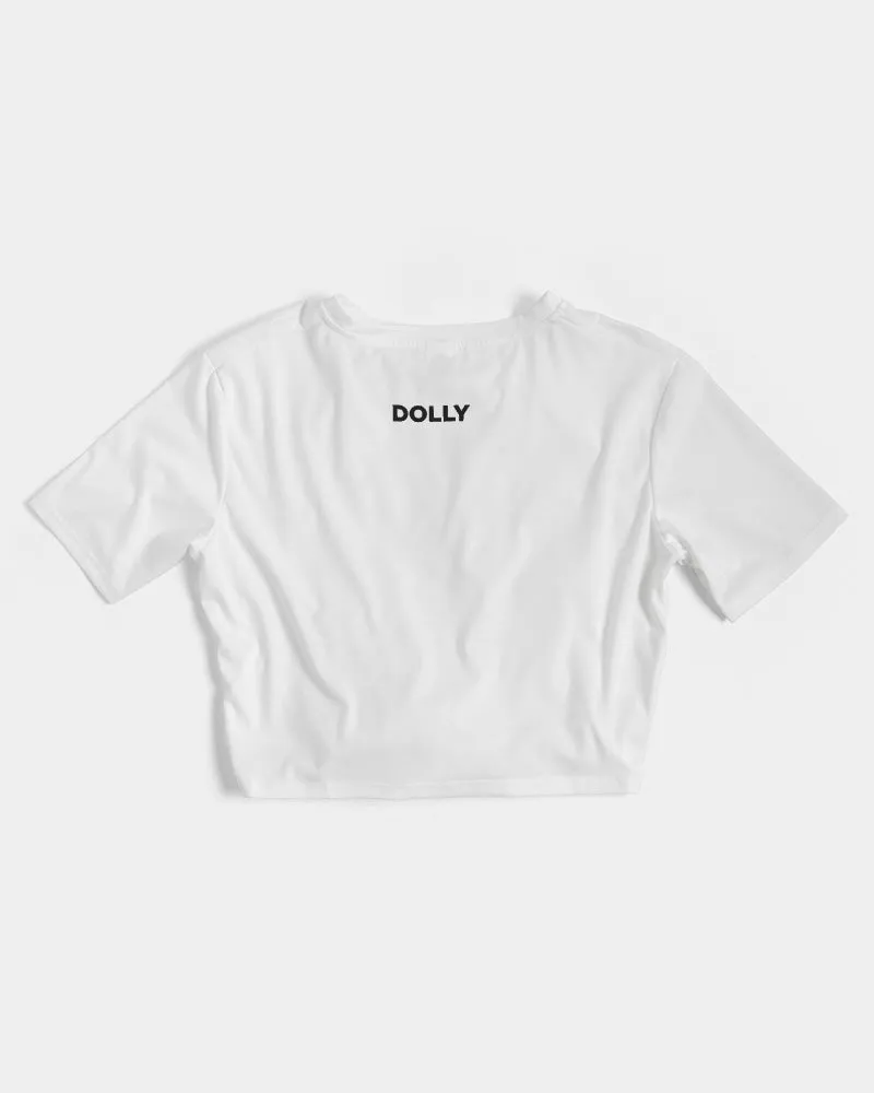 DOLLY  Ballerina Doll White Women's Twist-Front Cropped Tee