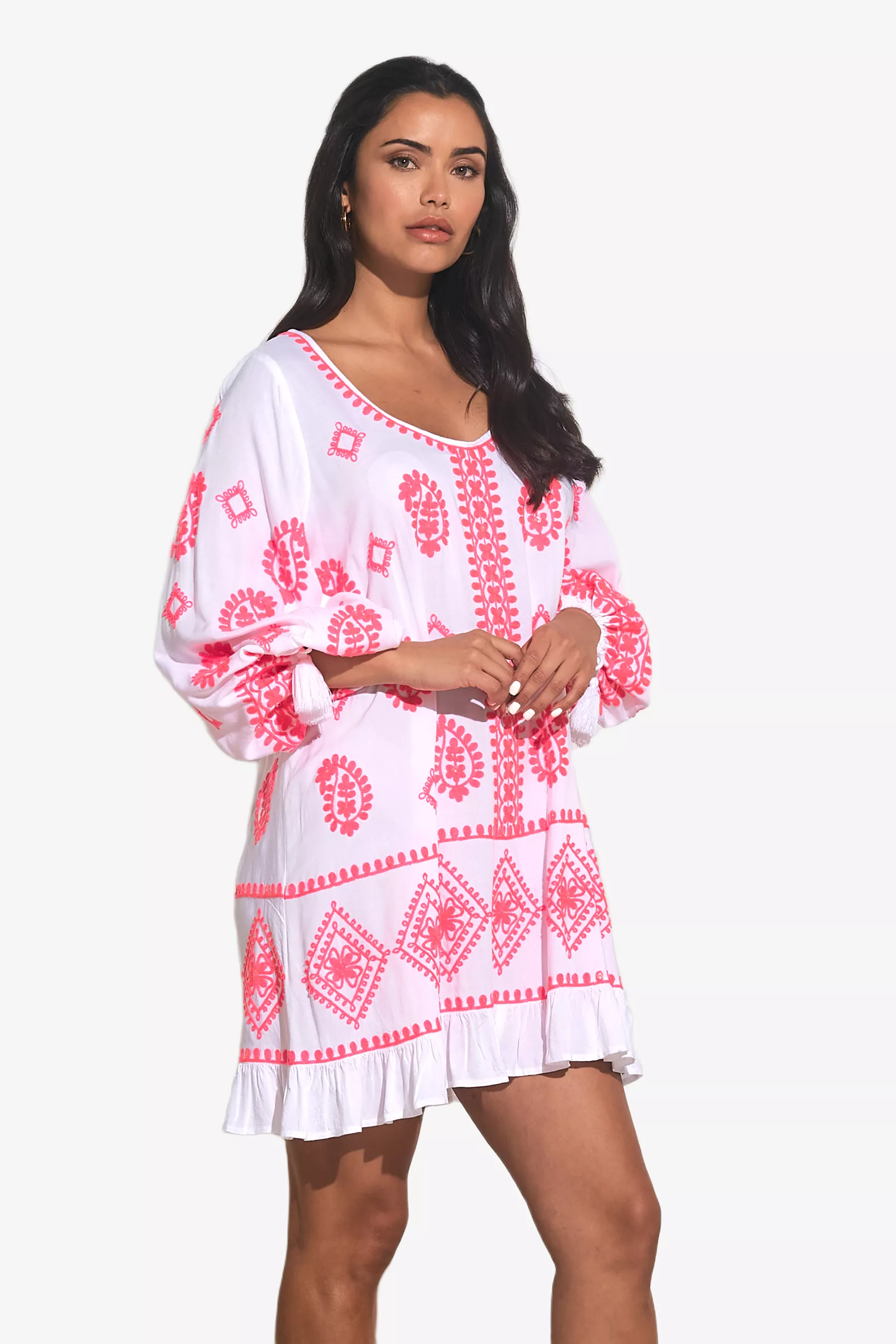 Embroiderered Long Sleeve Dress