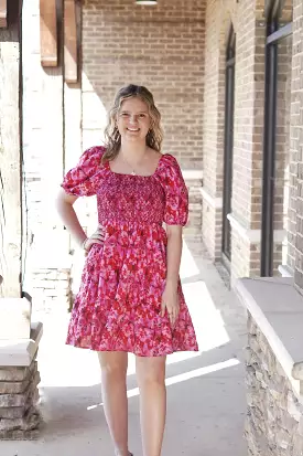 Farrah Floral Print Puff Sleeve Dress