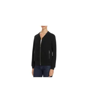 Finity Womens Quilted Knit Bomber Jacket