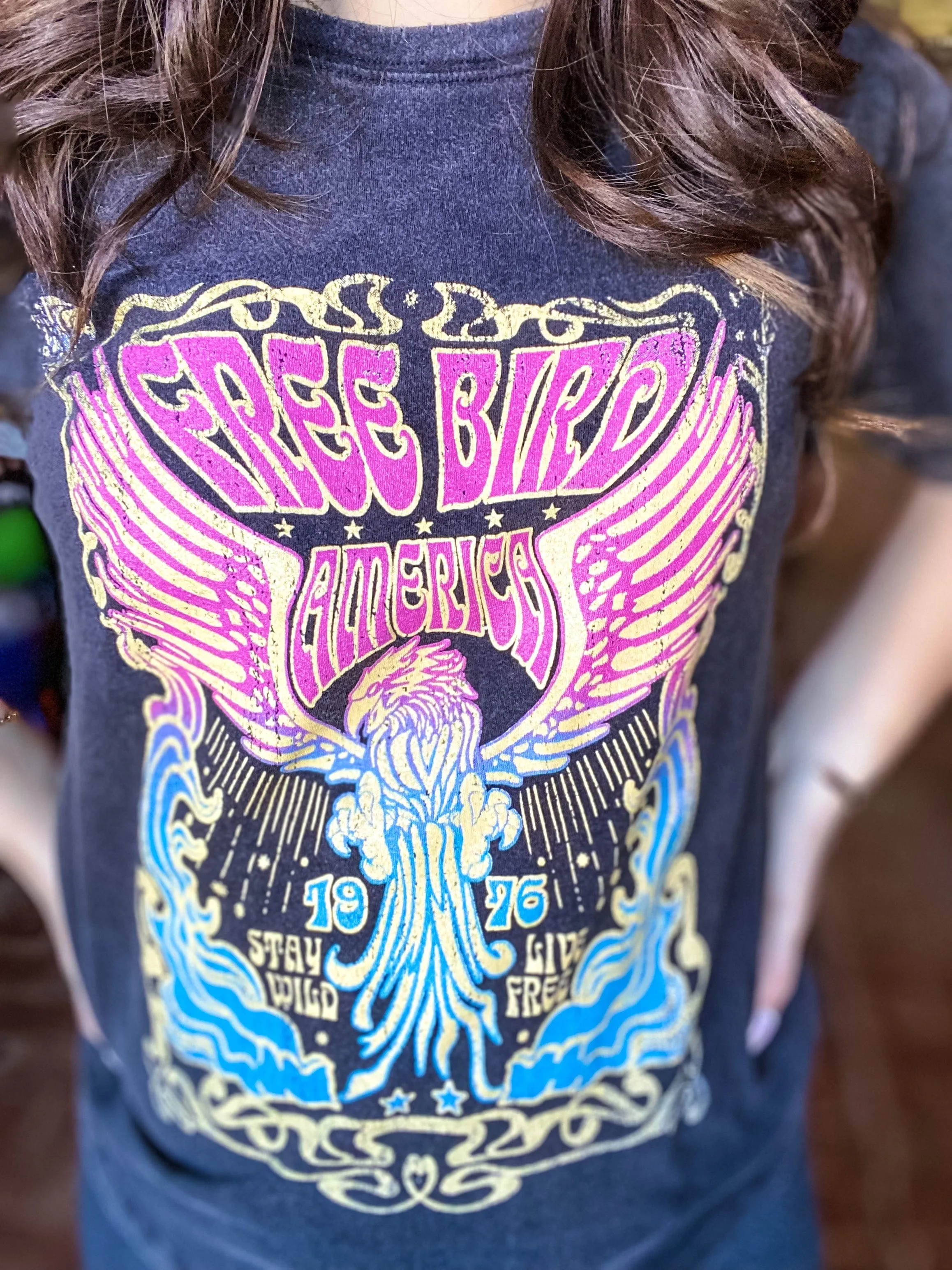 Free Bird Graphic Tee-Black