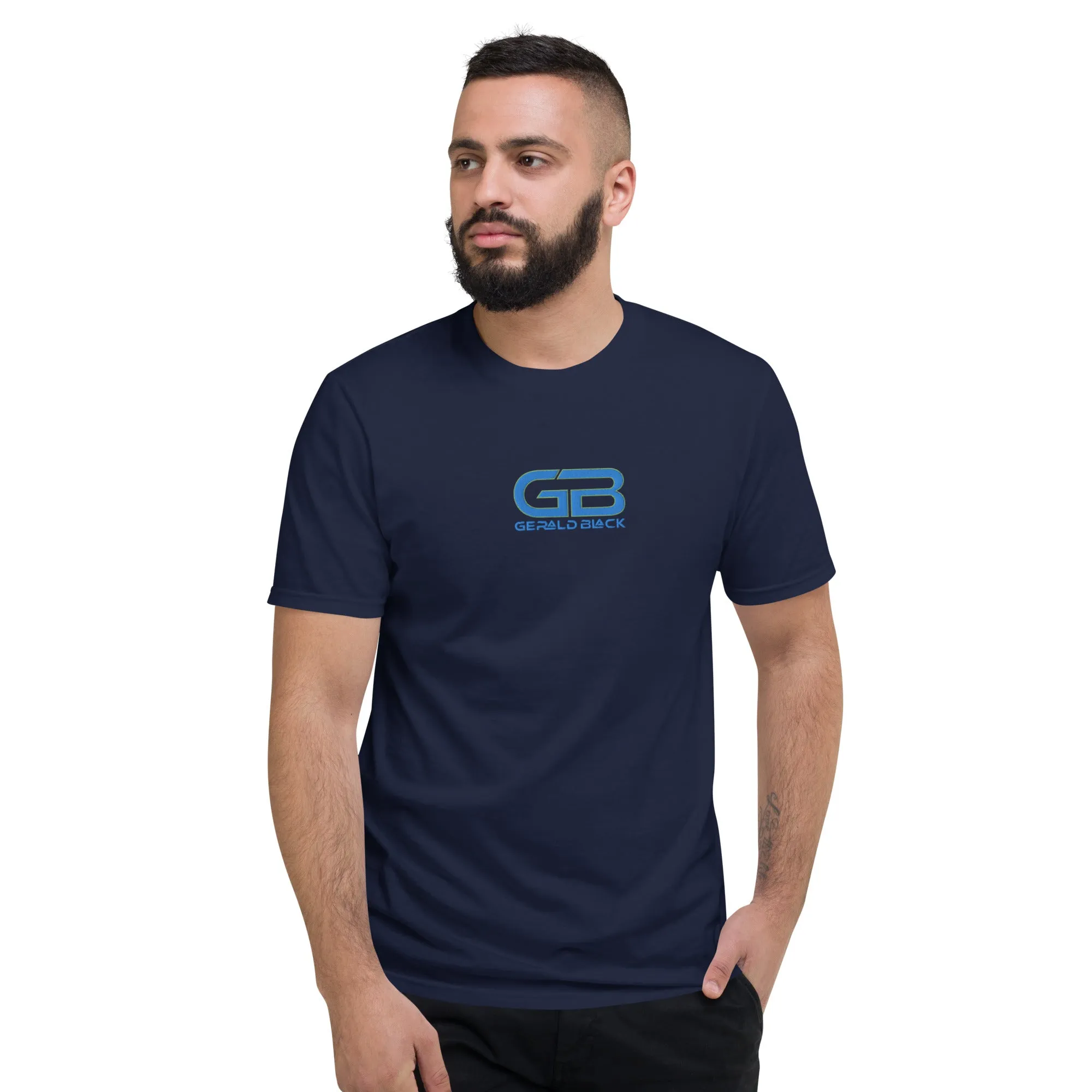 Gerald Black Short-sleeve Embroidery Statement T-Shirt for Unisex