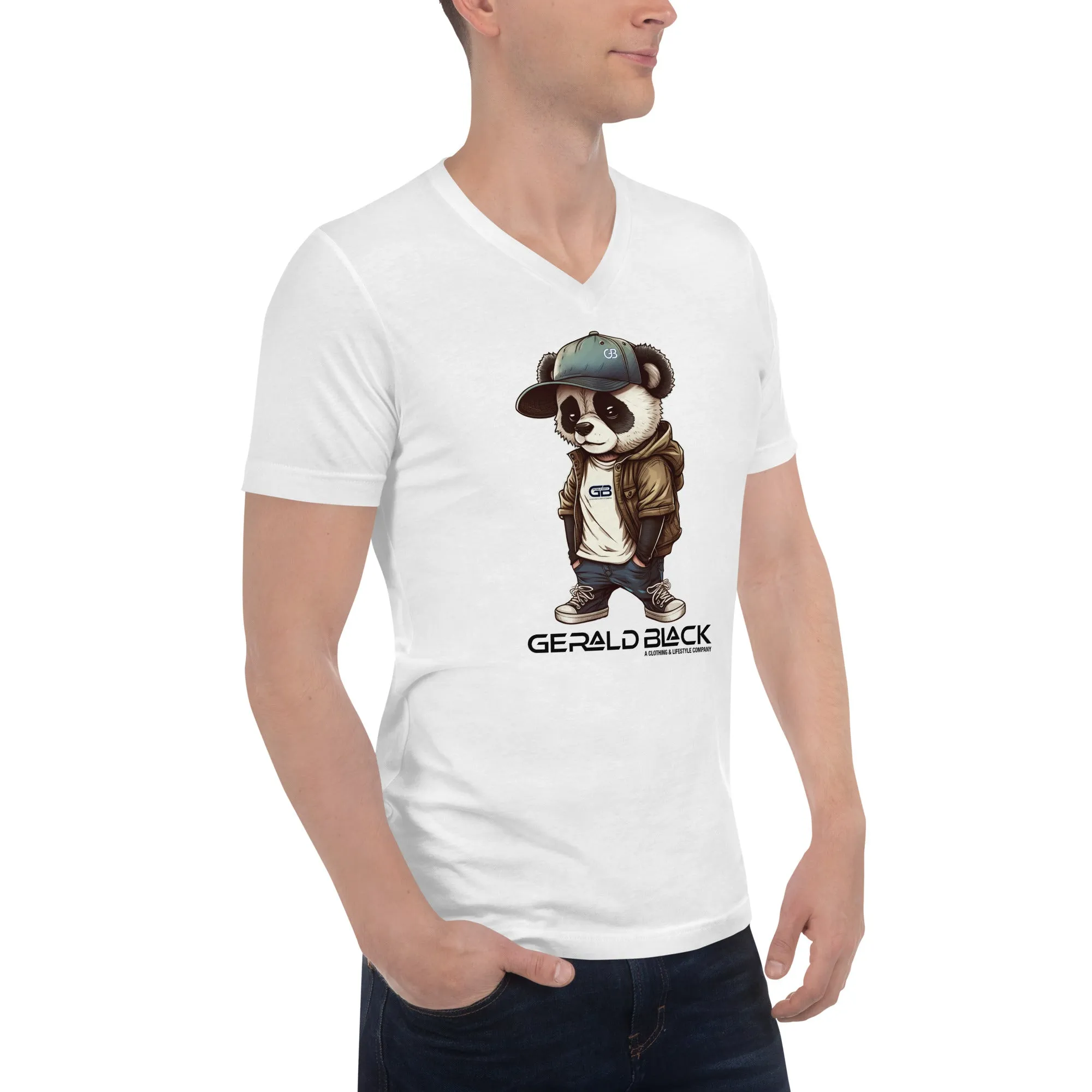 Gerald Black Signature Unisex Short Sleeve V-Neck Panda T-Shirt