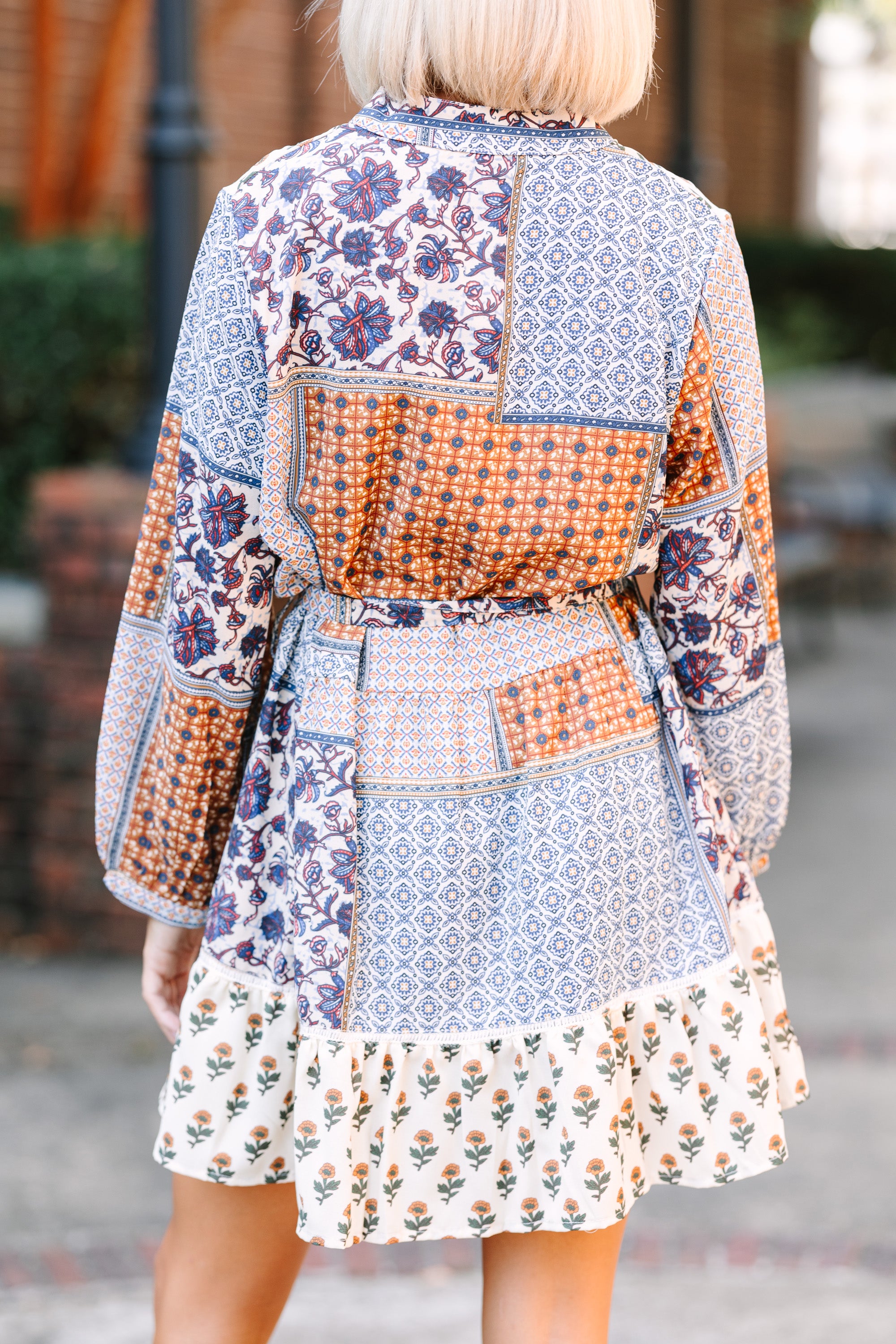 Get What You Love Rust Orange Mixed Print Dress