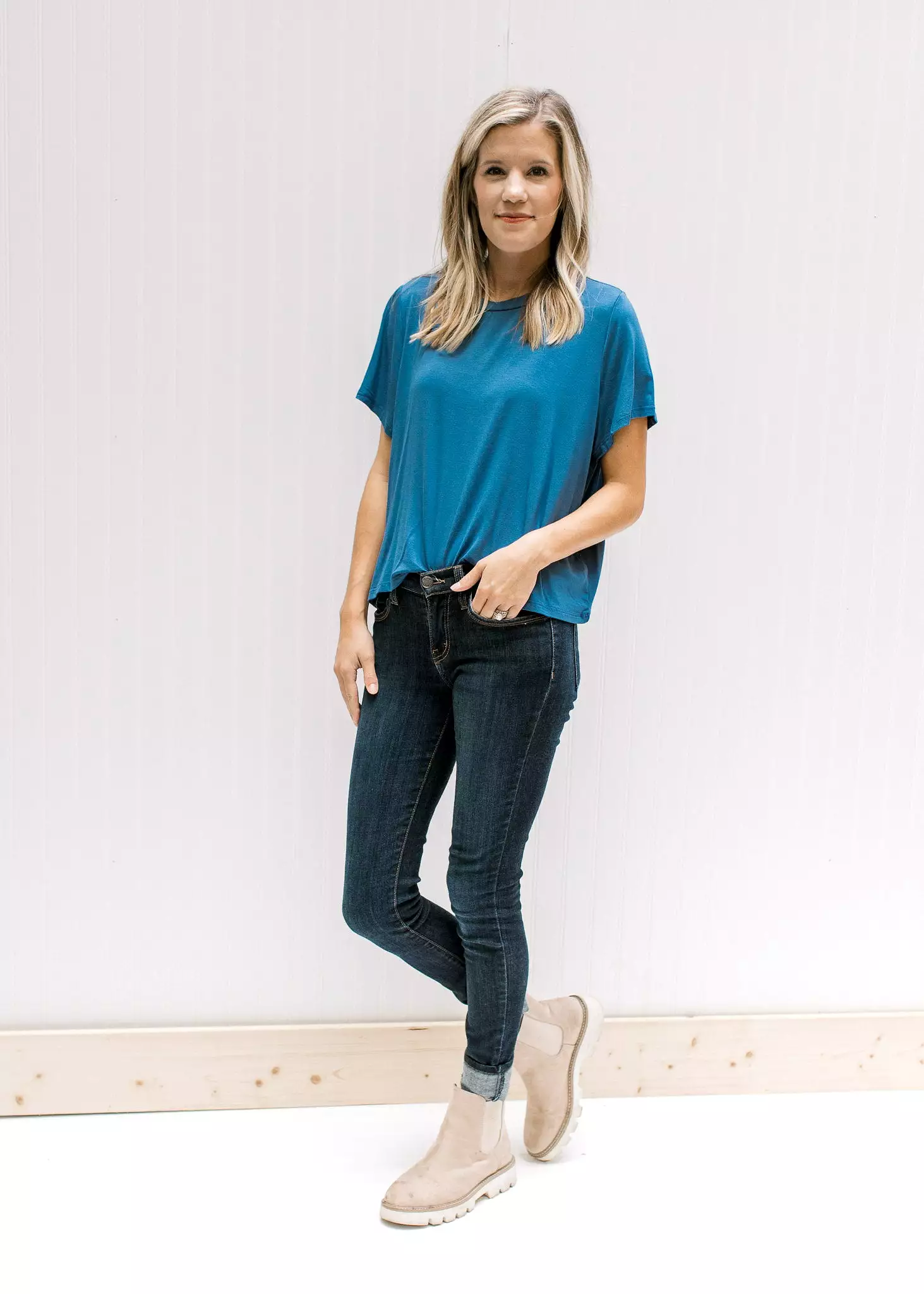 Indigo Slightly Cropped Tee