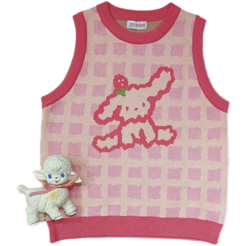 Japanese CUTE pink dog student versatile vest BY9024