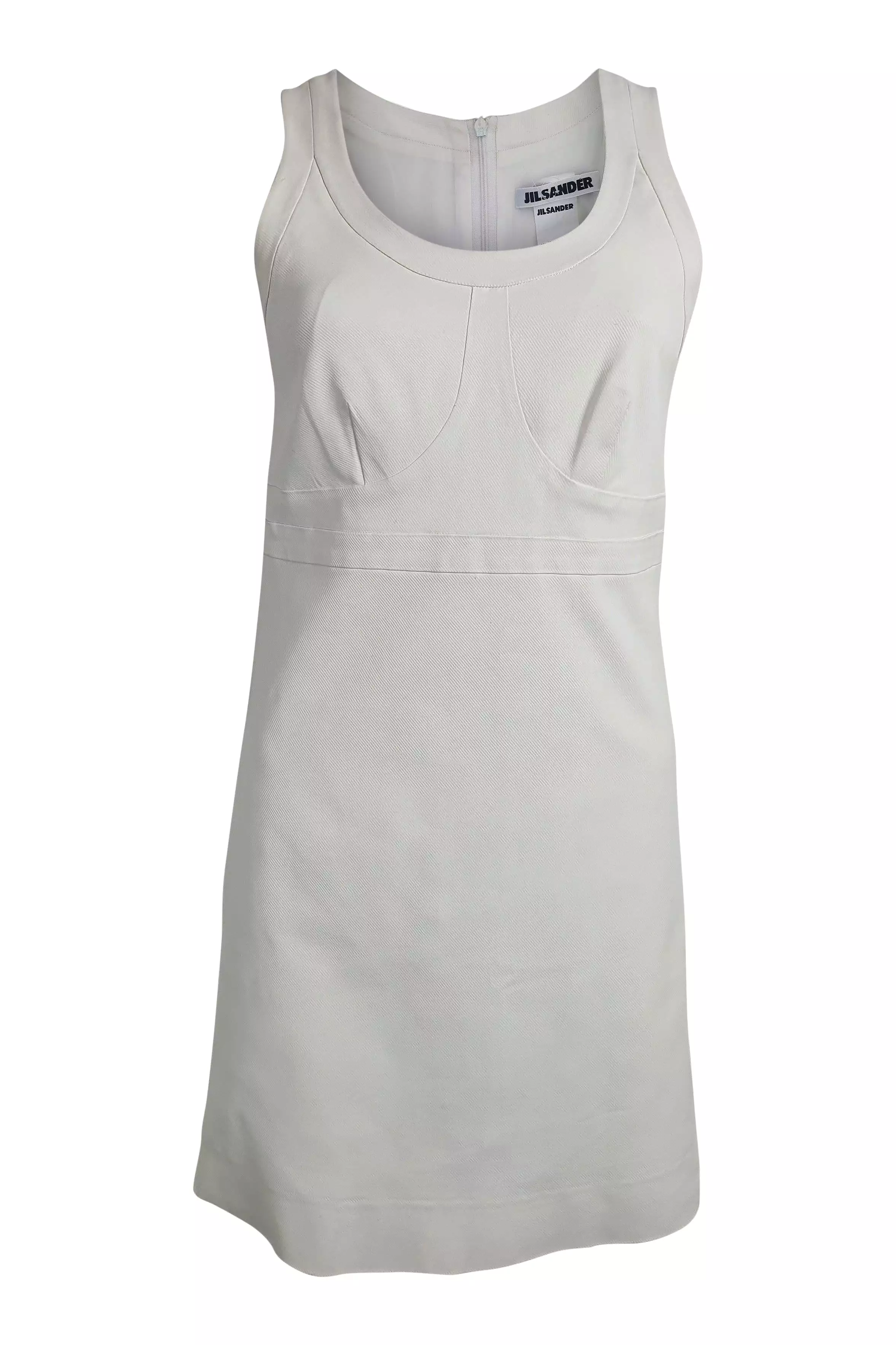 JIL SANDER Off White Sleeveless Shift Mini Dress (FR 38 | UK 10 | US 6)