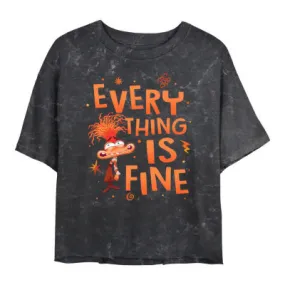 Juniors Everything Is Fine Cropped Tee Womens Crew Neck Short Sleeve Inside Out Graphic T-Shirt